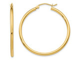 14K Yellow Gold Lightweight Tube Hoop Earrings 1 1/4 Inch (2.00 mm)